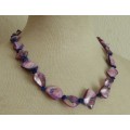 Vintage purple mother of pearl beaded necklace