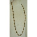 Vintage 1940s gilt brass wire basket bead necklace