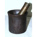 Antique cast iron solid bronze pestle and mortar