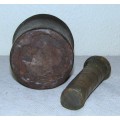 Antique cast iron solid bronze pestle and mortar