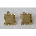 Vintage gold plated square machined cufflinks