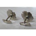 Vintage silver tone coat of arms cufflinks