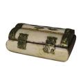 Vintage Camel Bone Trinket/Jewellery box with Brass Hardware and Purple Felt lining Made in India