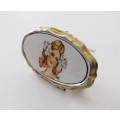 Vintage Gilt Metal Lipstick Compact with Mirror and portrait of a girl c1960