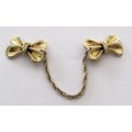 Vintage Gold tone and Clear Rhinestone Sweater Guard/Collar Clips