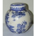 Vintage Mason`s Ironstone Ginger Jar Tea Caddy made for Twinings Ltd, England - Blue Willow Pattern