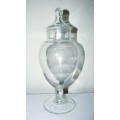Vintage Footed Clear Glass Apothecary Jar with Lid