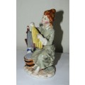 Collectible Ceramic Figurine - Woman Washing in Classic German Style c1980