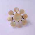 Vintage Natural Mother of Pearl and Brass Brooch Pin