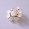 Vintage Natural Mother of Pearl and Brass Brooch Pin