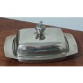 Vintage Silver Plated Butter Dish featuring an exquisite carved acorn handle
