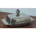 Vintage Silver Plated Butter Dish featuring an exquisite carved acorn handle