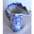 Antique Hand Glazed Blue and White Ceramic Pitcher - Forest Landscape c1900