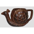 Vintage Brown Ceramic Snail Incense Burner