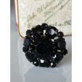 Most gorgeous and beautiful Vintage Black Glass Jet Brooch - Stunning