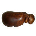 ART -   Hand Carved Wooden African Sculpture hippo 32 x 20 cm