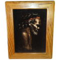 Art -  Vintage Australian Aboriginal Portrait Painting Oil on Black Velvet, Painting of  Aboriginal