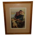Art -  Vintage -   Man with Children Print 27 x 22 cm