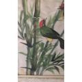 Art -  Oriental  Hand Painted Birds on  Silk Art 40 x 32 cm