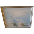 Art Painting :  Framed Painting  Seascape Lighthouse Art size 48 x 38 cm