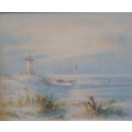 Art Painting :  Framed Painting  Seascape Lighthouse Art size 48 x 38 cm