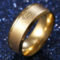 Brushed Finish Gold Superman Stainless Steel Band Ring Size 10