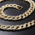 Miami Gold 15mm Crystal ICEd out Chain link Necklace (20 length)