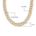 Miami Gold 15mm Crystal ICEd out Chain link Necklace (20 length)