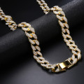 Miami Gold 15mm Crystal ICEd out Chain link Necklace (20 length)