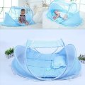 Big portable baby bed/tent with mosquito net. Pink/Blue polka dot.