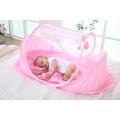 Big portable baby bed/tent with mosquito net. Pink/Blue polka dot.