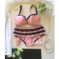Ladies Pink & Black, Bra & Shorts, Lingerie Set + Free Gift