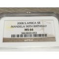 2008 South Africa R5 Mandela 90th Birthday MS66 NGC Graded Uncirculated NEW