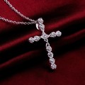 Fantastic price!! Sterling Silver - filled Cross Necklace with simulated diamonds at LOW LOW price
