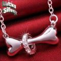 Fantastic price!! Sterling Silver - filled Dog Bone Necklace with simulated diamond at LOW LOW price