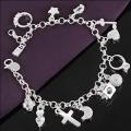 Fantastic price!! Sterling Silver - filled  Charm Bracelet  with detail at LOW LOW price