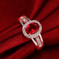 Fantastic price!! Sterling Silver - filled Ruby Ring with simulated diamonds at LOW LOW price