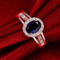 Fantastic price!! Sterling Silver - filled Sapphire Ring with simulated diamonds at LOW LOW price