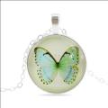 Fantastic price!! Silver - filled Butterfly glass pendant  necklace at LOW LOW price