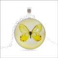 Fantastic price!! Silver - filled Butterfly glass pendant  necklace at LOW LOW price