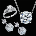 Fantastic price!! Sterling Silver - filled Necklace Earrings Ring Set with simulated diamonds