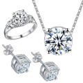 Fantastic price!! Sterling Silver - filled Necklace Earrings Ring Set with simulated diamonds