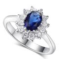 Fantastic price!! Sterling Silver - filled Sapphire Princess Kate Ring with simulated diamonds