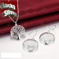 Fantastic price!! Sterling Silver - filled Luxury Tree of life Necklace and Earring set