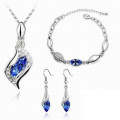 Fantastic price!! Sterling Silver - filled  Austrian Crystal Necklace Bracelet and drop earring set.