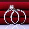 Fantastic price!! Sterling Silver - filled Engagement Wedding Ring Set with simulated diamonds #6-9