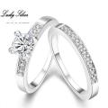 Fantastic price!! Sterling Silver - filled Wedding Ring Set with simulated diamonds Sizes 5-9