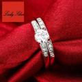 Fantastic price!! Sterling Silver - filled Wedding Ring Set with simulated diamonds Sizes 5-9