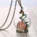 Beautiful Bulb Pendant with Vintage Dried Flower Necklace LOCAL STOCK