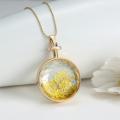Glass Pendant with Vintage Dried flower Necklace | Rose Gold Chain